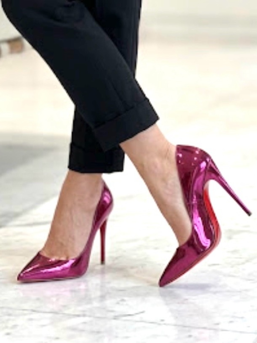 Christian Louboutin Miss Z 100 Fuschia Mirrored Pumps Size 42